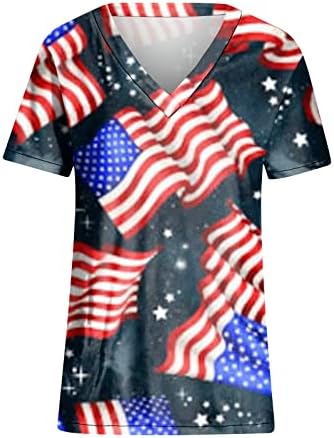 ZEFOTIM július 4-Ingek, Női 2023 Rövid Ujjú, V-Nyak Alkalmi Nyári Divatos Amerikai Zászló Felsők, Blúzok