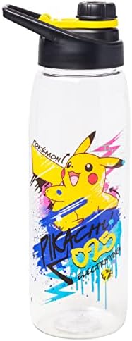 Ezüst Buffalo Pokémon Skate Graffiti Felvillanyozó Pikachu Tritan Üveg Vizet, Szárnyascsavar, Felülnézet Fedél, 28 Gramm