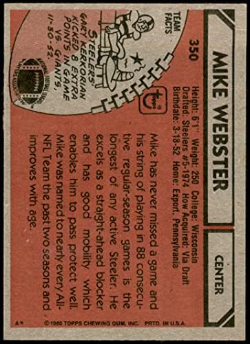 1980 Topps 350 Mike Webster Pittsburgh Steelers (Foci Kártya) NM Steelers Nagykanizsa