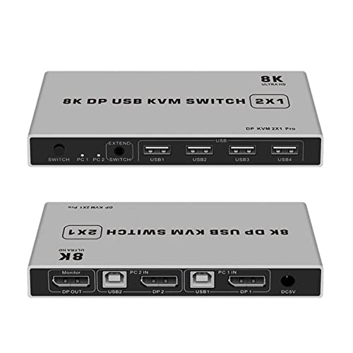 KVM Switch Displayport, ALYYDBG 8K USB-Displayport-KVM Kapcsolók használatát Támogatja az USB/DP 2 in 1 & 8K@60Hz 2K@144