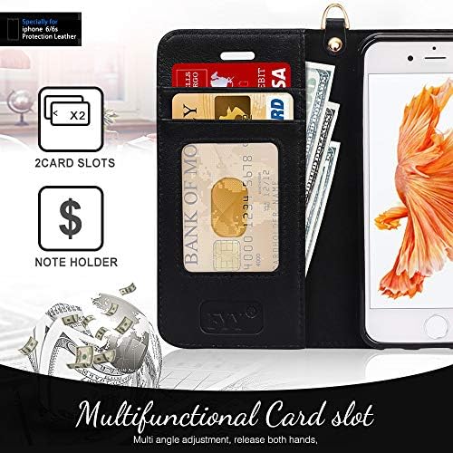 FYY Luxus Valódi Bőr Pénztárca tok iPhone 6/6-os, [Állvány Funkció] Flip Telefon Esetében Védő Ütésálló Tok Fedelét a [Card
