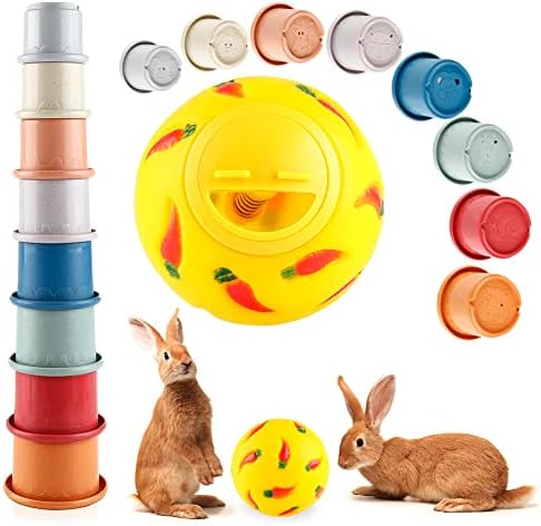 CheeFun Egymásra Csészék Nyúl Játékok - 9 Csomag Műanyag Snack Kupa Kezelni Labdát Nyuszis Játékok Kellékek - Nyúl Játékok