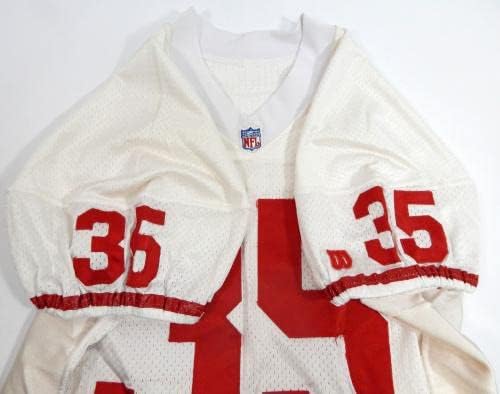 1980-as évek 1990-es évek Elején a San Francisco 49ers 35 Játékban Használt Fehér Jersey 46 718 - Aláíratlan NFL Játék Használt