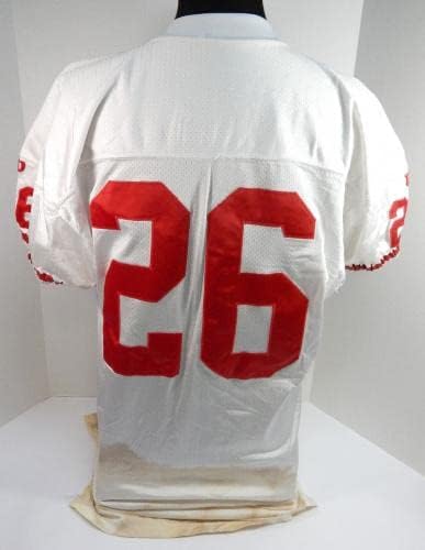 1980-as évek 1990-es évek Elején a San Francisco 49ers 26 Játékban Használt Fehér Jersey 48 721 - Aláíratlan NFL Játék Használt