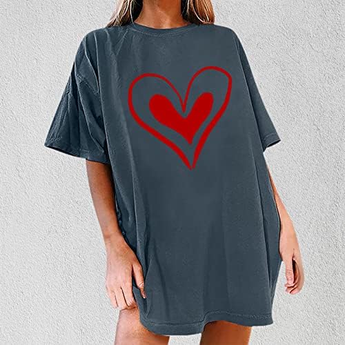 A nők Szerelmes Szív Grafikus Túlméretezett Póló Valentin-Ingek, Felsők Vintage Sleeve Rövid Ujjú, Laza Alkalmi póló
