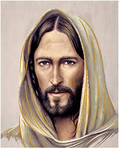 Jézus Krisztus Arca (8x10) Arany Fólia - Vallási Wall Art Rétegelt keret nélküli Nyomtatás Poszter lakberendezési Arte Diseño