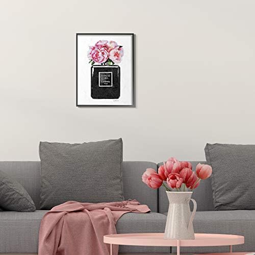 Stupell Iparágak agp-106 Glam Parfümös Üveg Virág, Fekete Rózsa, Rózsaszín Fal Művészet, 11 x 14