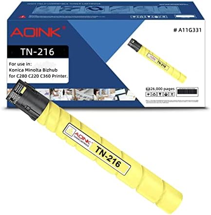 TN216Y A11G231 Sárga Nagy kapacitású Festékkazetta Cseréje a Konica Minolta Bizhub C280 C220 C360 Nyomtató.(1 Sárga, 1-PK