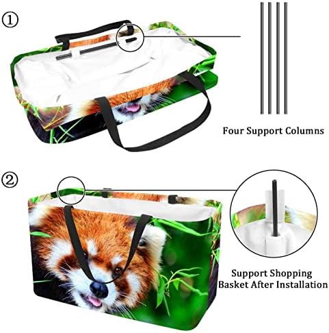 Újrafelhasználható Bevásárló Kosár Állat Vörös Panda Hordozható Összecsukható Piknik Táskák Szennyes Kosár Bevásárló Táska