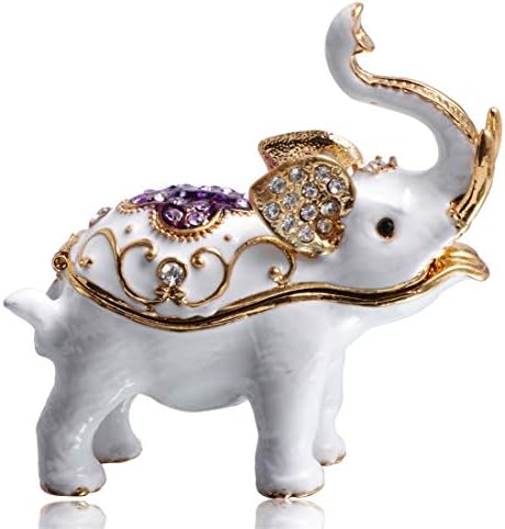 Waltz&F Fehér elefánt, Kézzel Festett Csecsebecsét Doboz, Állati Jewelrybox Gyűjthető Figura Gyűrű Jogosultja