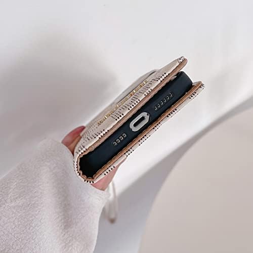 MINO PLÁZA Luxus tok iPhone 13 Pro Max Tervező Klasszikus Minta PU Bőr Pénztárca Csomagtartó Fedél Premium Mágneses Flip