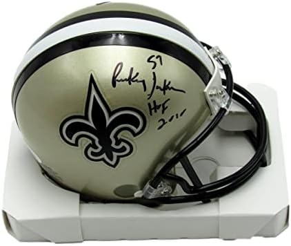 Rickey Jackson HOF Dedikált Ezüst Mini Sebesség Labdarúgó Sisak Szentek SZÖVETSÉG - Dedikált NFL Sisak