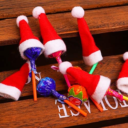VALICLUD 24pcs Lollipop Kalap Mini Karácsonyi Caps Kis Mikulás Sapka Cukorka, Nyalóka, Csomagoló Anyag Jogosultja Karácsonyi