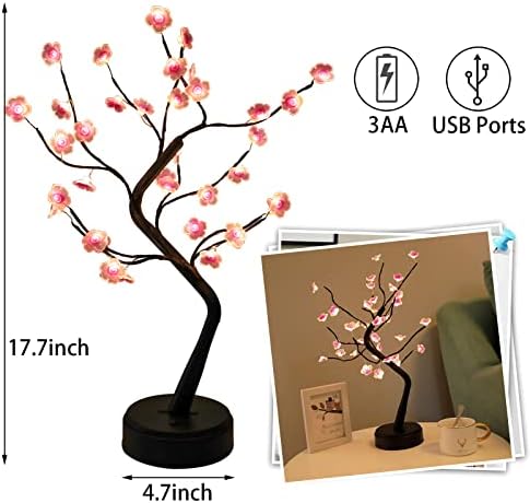 KOXHOX cseresznyevirág Fa, Lámpa, Bonsai Fa Lámpa 36 LED-Japán Dekoráció Virág világít, az Akkumulátor/USB-Csatlakozó Működtetett,