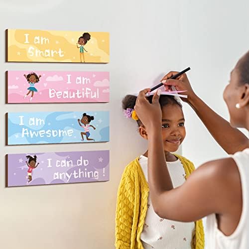 4 Db Lányok Szoba Jelek Dekoráció Motivációs Fekete Lány Wall Art Rusztikus Falra Emléktábla Motivációs Fa Dekoráció Inspiráló
