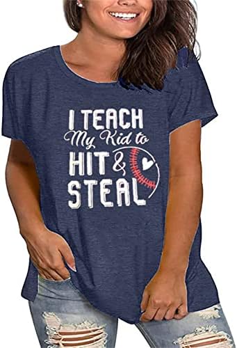 Plus Size Baseball Anya Ing tanítom A Gyereket, hogy Elérje Ellopni a Levél Nyomtatás Póló, Alkalmi Baseball Mama Élet Grafikus