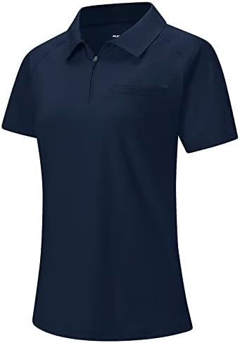 TBMPOY Női pólóing, Rövid Ujjú UPF 50+ Cipzár Sportos Golf Pólók Gyors Száraz Könnyű Sport Póló