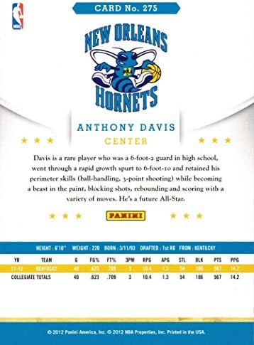 2012-13 Panini NBA Karika Kosárlabda 275 Anthony Davis Újonc Kártya