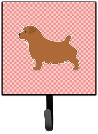 Caroline Kincsek BB3609SH4 Norfolk Terrier Kockás Rózsaszín Póráz, vagy a Kulcs Birtokosa -, Fal -, Horgok, Kulcs Horgok