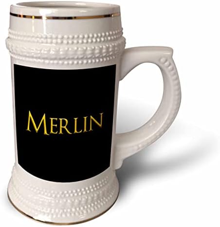 3dRose Merlin közös kisfiú neve Amerikában. Sárga, fekete. - 22oz Stein Bögre (stn_353981_1)