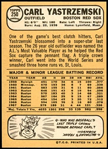 1968 Topps 250 Carl Túl Boston Red Sox (Baseball Kártya) Dean Kártyák 5 - EX Red Sox