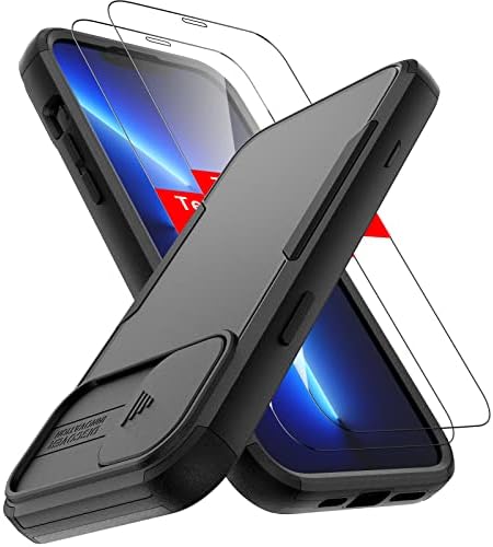 pompvla Ütésálló iPhone 13 Pro Max Esetben Kompatibilis Vezeték nélküli Töltés,2, Edzett Képernyő Védő,Beépített Kamera Fedél