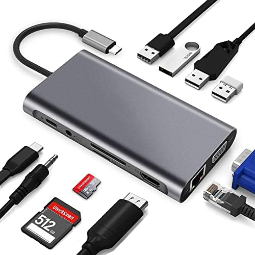 USB 3.0 hub a c-Típusú Port,11-1 Adapter a Számítógép Tartozékok a VGA HDMI 4K USB-C SD/TF AUX Ethernet PD,Dokkoló Állomás,