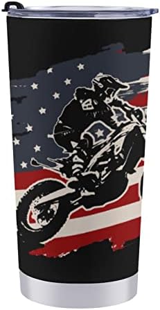 Dirt Bike Motocross Amerikai Zászlót 20 oz Rozsdamentes Acél Dobon Dupla Fal Utazási Bögre Fedő