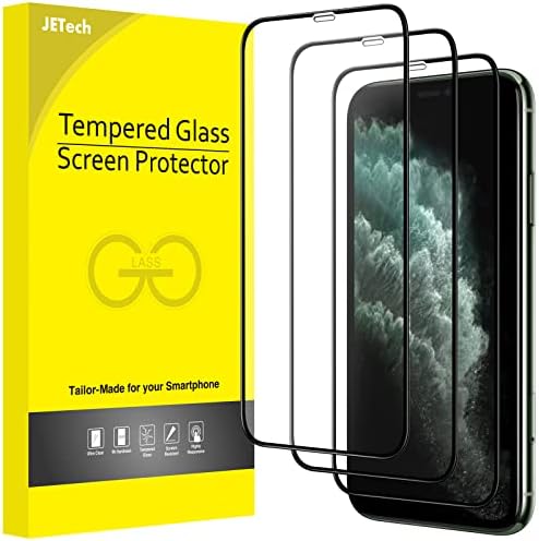 JETech Teljes Lefedettség képernyővédő fólia iPhone 11 Pro Max/iPhone XS Max 6.5 Inch-es, Fekete Szegély, 9H Edzett Üveg
