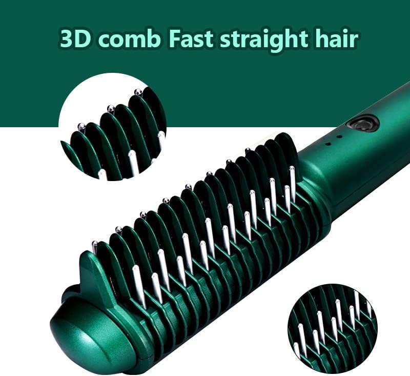 QUUL USB Újratölthető Haj 3D Comb Hajegyenesítőt Elektromos hajcsat Nedves Száraz Haj Vasalók Forró Fűtés Comb (Szín : Szürke)