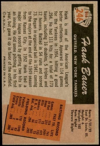 1955 Bowman 246 Hank Bauer New York Yankees (Baseball Kártya) NM Yankees