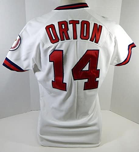 1990-ben a Kaliforniai Angyalok John Orton 14 Játékban Használt Fehér Jersey 44 DP22352 - Játék Használt MLB Mezek