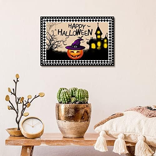 Halloween Pumpkin Fa Alá Szellem a Házban Halloween Party Dekoráció Boldog Halloween Fekete Gyémánt Rácsos Fa Alá Ajtó Előtt