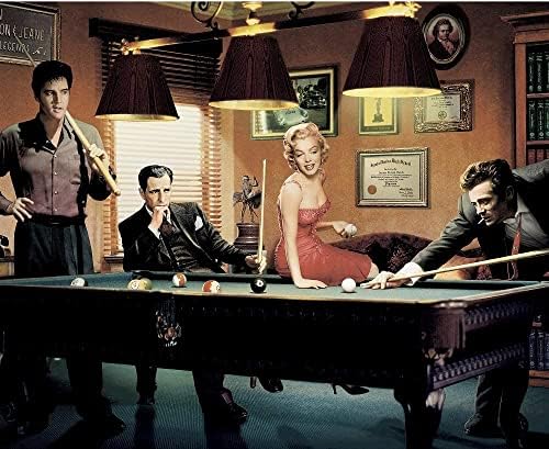 Kép Házaló Laminált Jogi Fellépés Chris Consani Elvis Presley Humphrey Bogart Marilyn Monroe, James Dean, Játszott a Pool