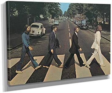 A Beatles Abbey Road - Vászon Wall Art lakberendezés (36in x 24in Modern Fekete Keretes)