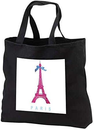 3dRose InspirationzStore francia téma - Forró Rózsaszín Eiffel-Torony Párizs a lányos kék szalag íj - Fehér elegáns Párizsi