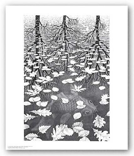 M. C. Escher Három Világ Hűvös Fali Dekor Art Nyomtatás Poszter 21.5x25.5