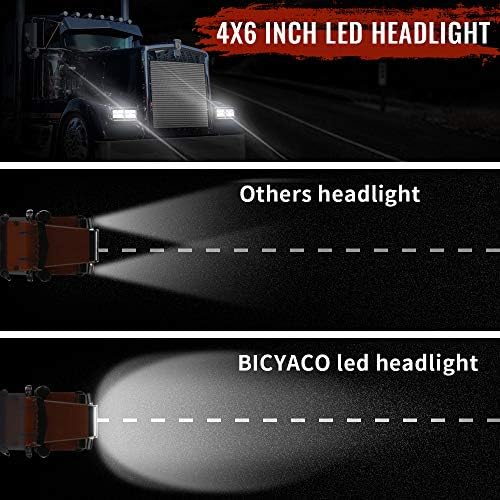 BICYACO 4 DB DOT Jóváhagyott 60W 4x6 Inch LED-es Fényszórók, Téglalap alakú Csere H4651 H4652 H4656 H4666 H6545 Kompatibilis