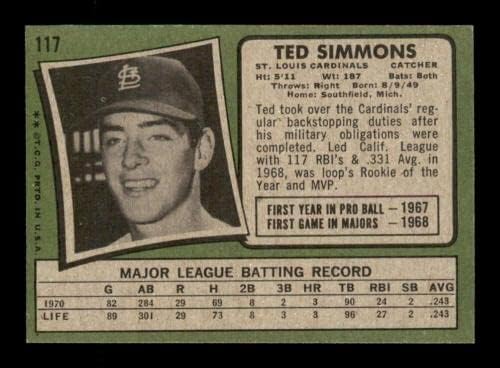 117 Ted Simmons RC - 1971 Topps Baseball Kártyák (Csillag) Osztályozott EXMT - Baseball Asztalon Kezdő Lapot