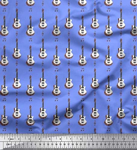 Soimoi Kék Pamut Jersey Anyagból Megjegyzések & Gitár Hangszer Nyomtatási Anyag által Udvaron 58 cm Széles