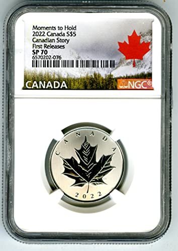 2022 CA Kanadai Királyi Silver Maple Leaf Kanadai Történet ELSŐ KIADÁSOK $5 NGC SP70