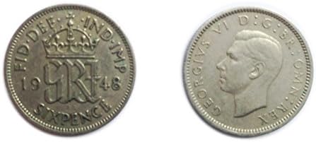 Érme Gyűjtők Terjeszteni Brit 1948 George VI. Hatpennys / Hat Penny 6p Érme / Nagy-Britannia