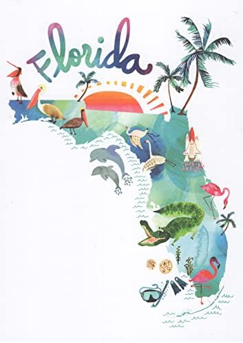 Ebéd Pénzt Floridai Állami üdvözlőlap Delfinek, Aligátorok, Flamingók, pálmafák, Snorkeling Felszerelés, a Napsütés, a NASA