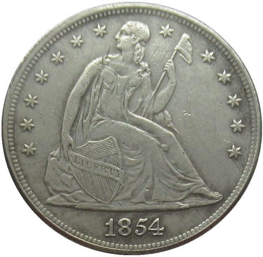 Egyesült ÁLLAMOK 1 dollár Zászló 1854 Ezüst Bevonatú Replika Emlékérme