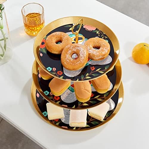 Torta Állvány Szett 3 Tier Cupcake Áll Újrafelhasználható Süteményes Tál Esküvő, Születésnap Tea Party Dekoráció, Rajzfilm