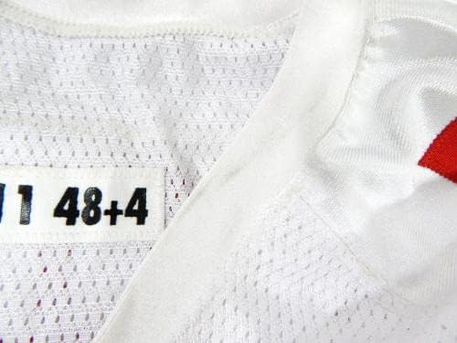 2011-ben a San Francisco 49ers Brian Bulcke 71 Játék Kiadott Fehér Jersey 48 13 - Aláíratlan NFL Játék Használt Mezek