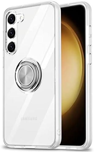 Gyűrű Célja a Samsung Galaxy S23 Esetben Egyértelmű, [Millitary Fokozatú Csepp Védelem] [Sosem Sárga] [Támogatás Autó Mágneses
