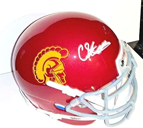 CHRIS STEELE aláírt (USC TROJANS) dedikált futball mini sisak W/COA C - Dedikált Főiskola Mini Sisak