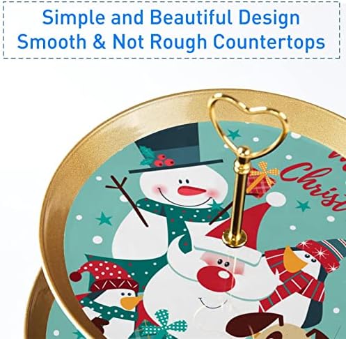 Cupcake Kijelző Desszert Torony, Műanyag 3 Rétegű Sütemény Arany Z Állok, Boldog Karácsonyt Aranyos Mikulás & Hóember Desszert