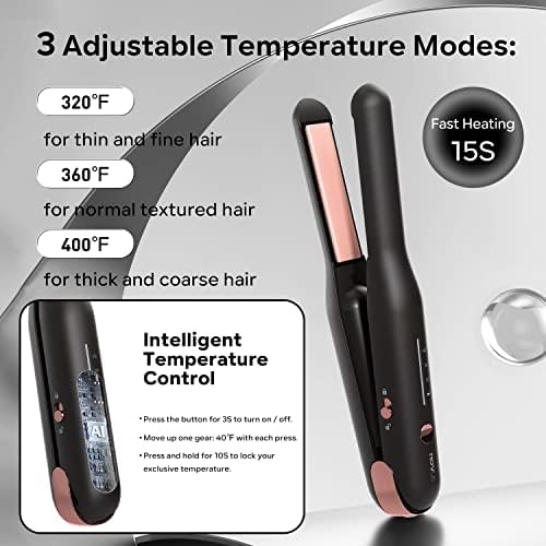 NOVUSPRO Vezeték nélküli C-Típusú Újratölthető Mini hajvasalót, 2 az 1-ben Hordozható Utazási Lapos & Hajsütő Vas, Vezeték